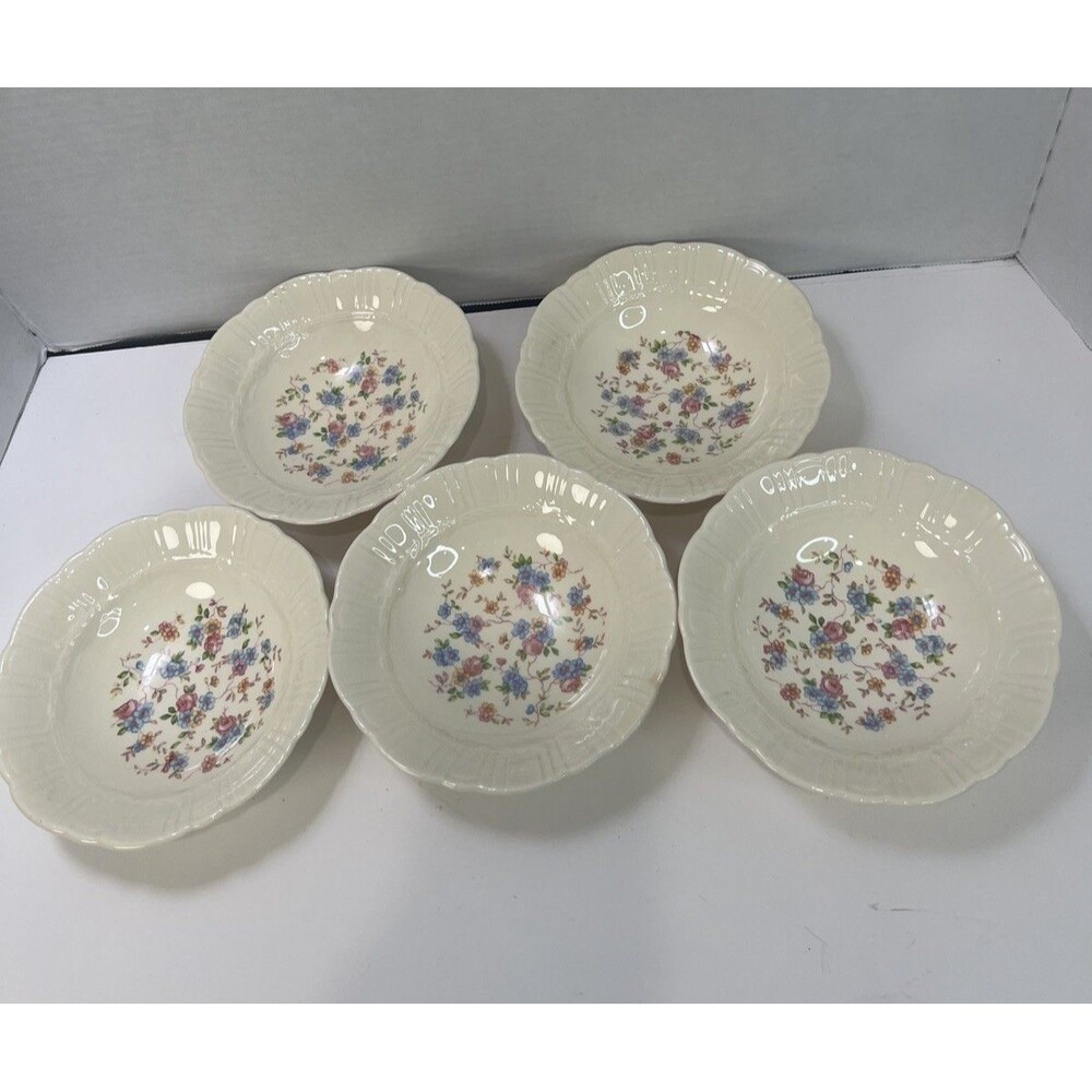 5 Homer Laughlin Coronet Floral Chintz Dessert Berry Bowls Set of 4 Vintage